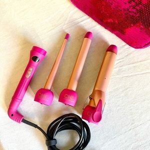 Used Chi for Ulta Beauty 3in1 Ceramic Curling Wands Hot Pink - See Description!